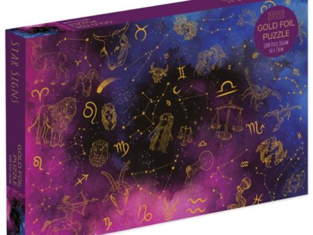 Jigsaw 1000 Piece Rectangular with Gold Foil - Star Signs Purple & Blue For Discount