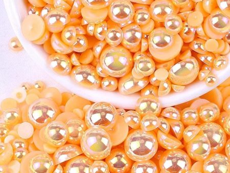 1800 Pcs Half Cut Pearls Beads for Crafting & Decor (Orange) For Cheap